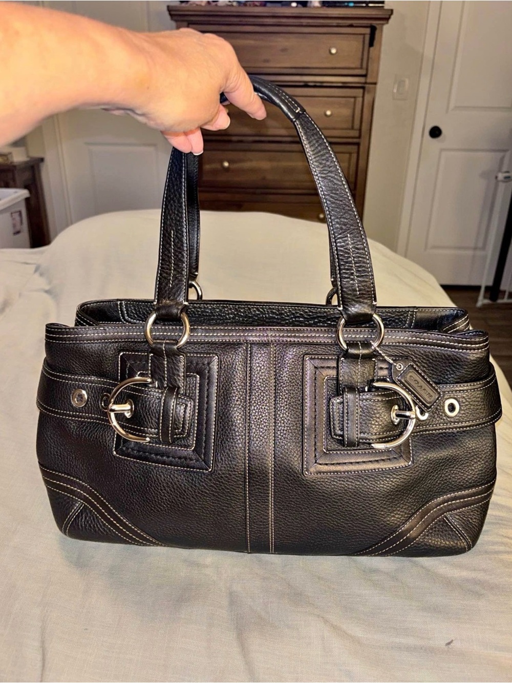 Coach Vintage Hamptons Hobo Shoulder Bag with Silver Hardware